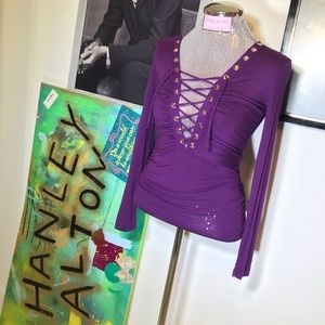 SEXY PURPLE LACE FRONT TOP (NWOT)